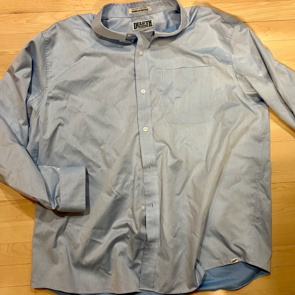 Duluth Vintage Blue Wrinkle Fighter Button Down Shirt